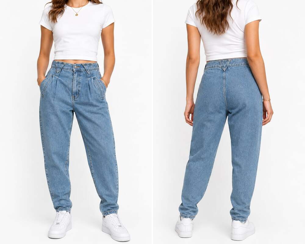 Vintage EverBlue Mom Jeans Womens 9/10 High Rise Pleated Tapered Light Wash USA